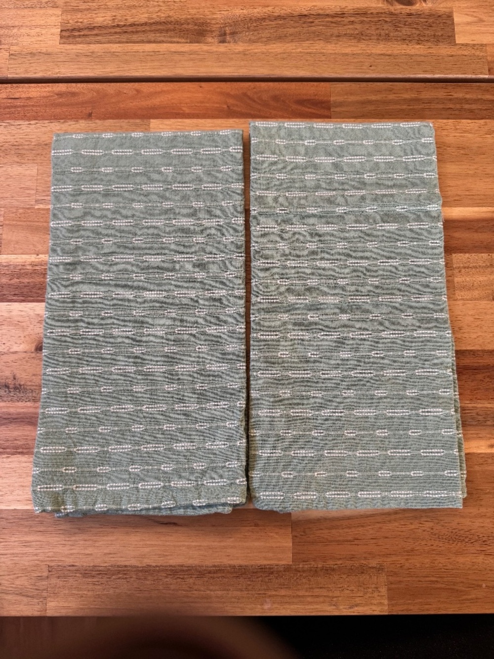 NEW - 2 quantity World Market Sage green 100% Cotton Kitchen towels - 20x 28in.
